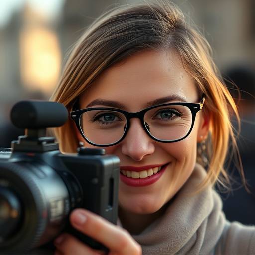 Portrait de Sophie Bernard, directrice de la photographie avec des lunettes et un sourire bienveillant.